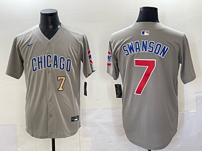 Men Chicago Cubs #7 Swanson grey Nike MLB 2025 jersey 002->chicago cubs->MLB Jersey